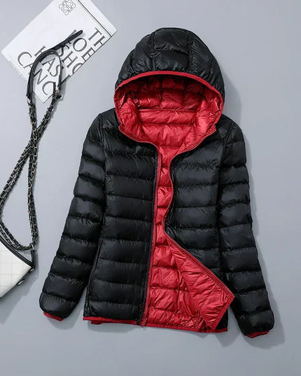 Women's Lightweight Hooded Puffer Jacket with Zip Pockets