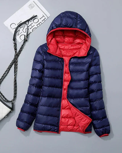 Women's Lightweight Hooded Puffer Jacket with Zip Pockets