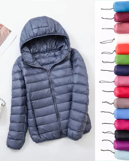Women's Lightweight Hooded Puffer Jacket with Zip Pockets