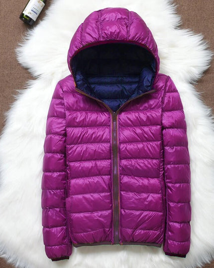 Women's Lightweight Hooded Puffer Jacket with Zip Pockets