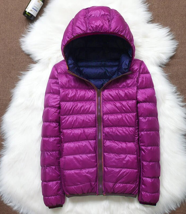 Women's Lightweight Hooded Puffer Jacket with Zip Pockets