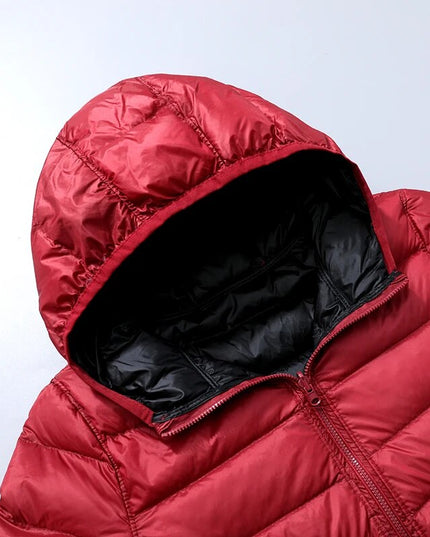 Women's Lightweight Hooded Puffer Jacket with Zip Pockets
