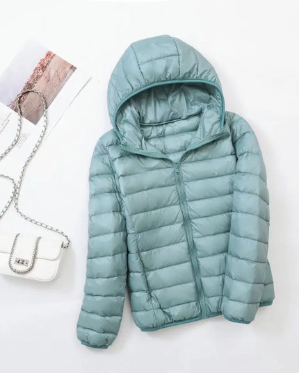 Women's Lightweight Hooded Puffer Jacket with Zip Pockets