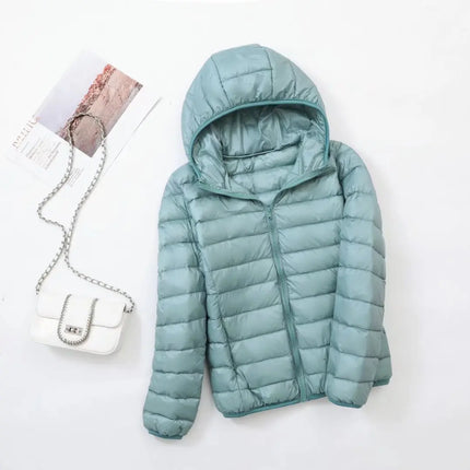 Women's Lightweight Hooded Puffer Jacket with Zip Pockets