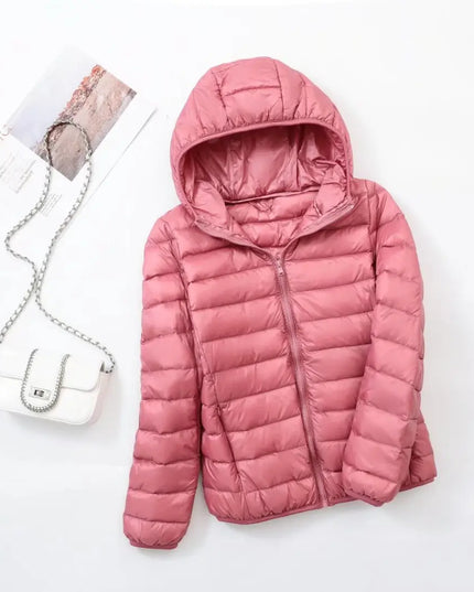 Women's Lightweight Hooded Puffer Jacket with Zip Pockets