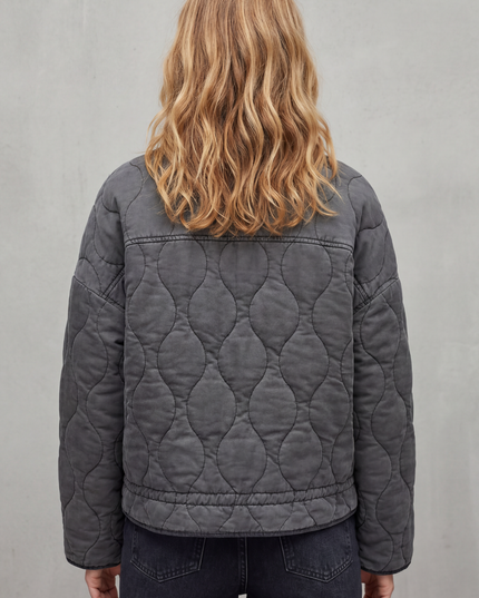 Women's Lightweight Jacket with Wave Quilting and Zip Up Front