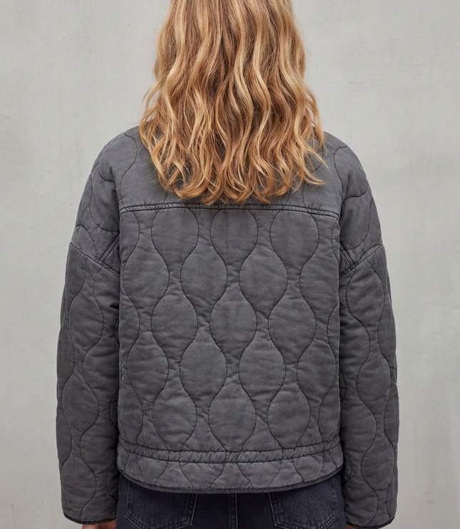 Women's Lightweight Jacket with Wave Quilting and Zip Up Front
