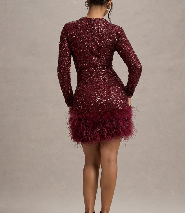 Women's Long Sleeve Sequin Homecoming Mini Party Dress