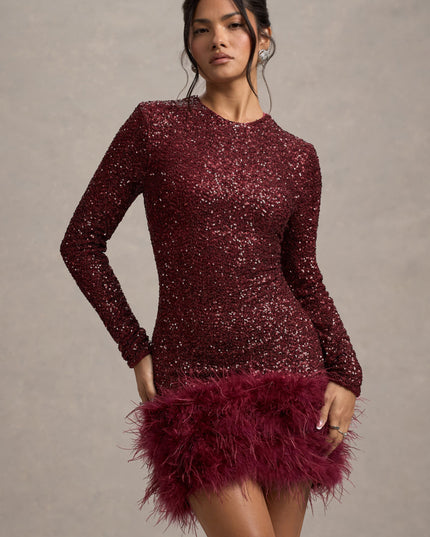 Women's Long Sleeve Sequin Homecoming Mini Party Dress