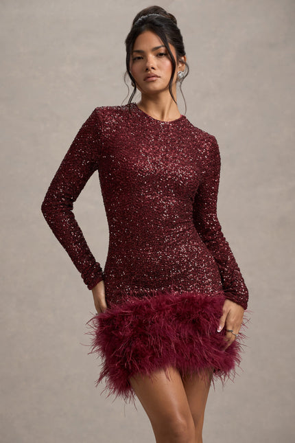 Women's Long Sleeve Sequin Homecoming Mini Party Dress