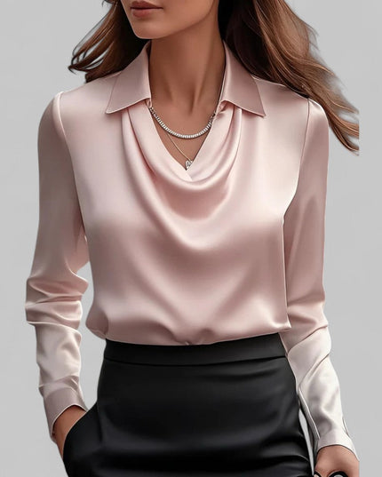Women's Long Sleeve, Softly Draped Cowl Neck Dressy Blouse