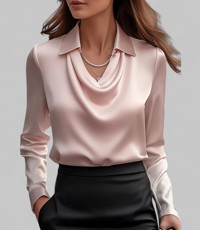 Women's Long Sleeve, Softly Draped Cowl Neck Dressy Blouse
