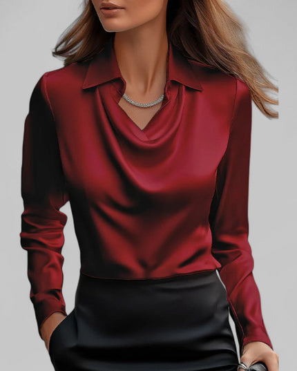 Women's Long Sleeve, Softly Draped Cowl Neck Dressy Blouse