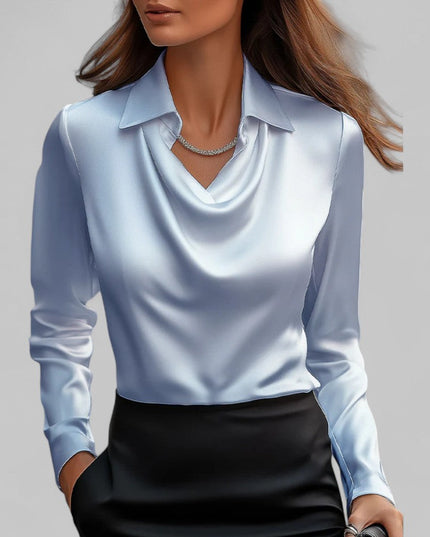 Women's Long Sleeve, Softly Draped Cowl Neck Dressy Blouse