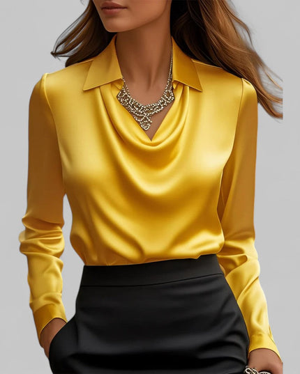 Women's Long Sleeve, Softly Draped Cowl Neck Dressy Blouse