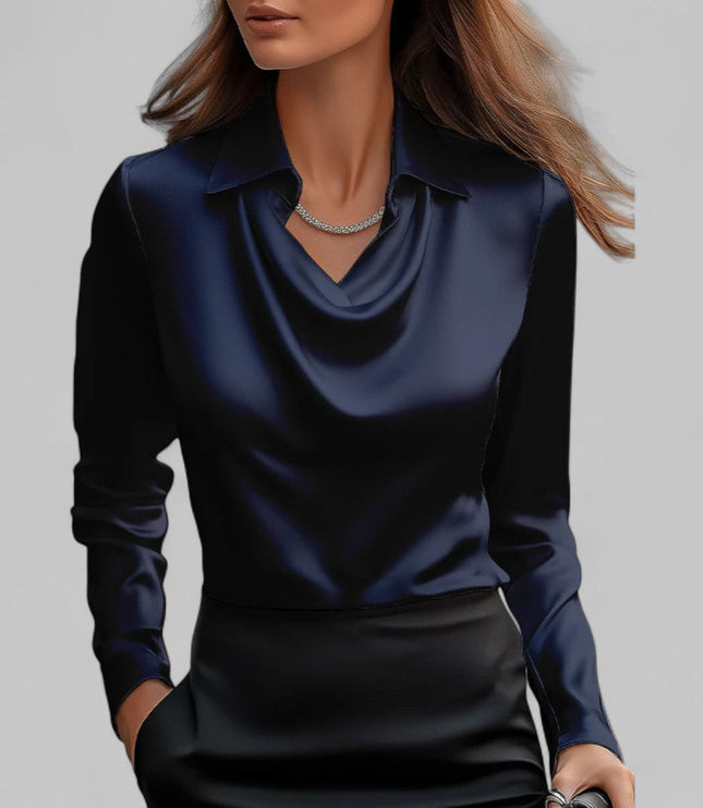 Women's Long Sleeve, Softly Draped Cowl Neck Dressy Blouse