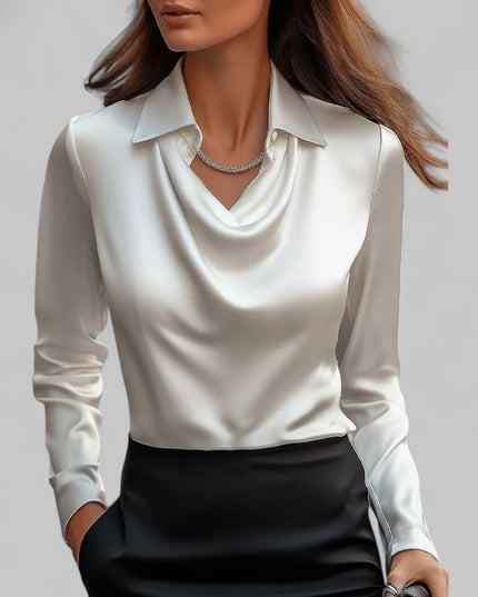 Women's Long Sleeve, Softly Draped Cowl Neck Dressy Blouse