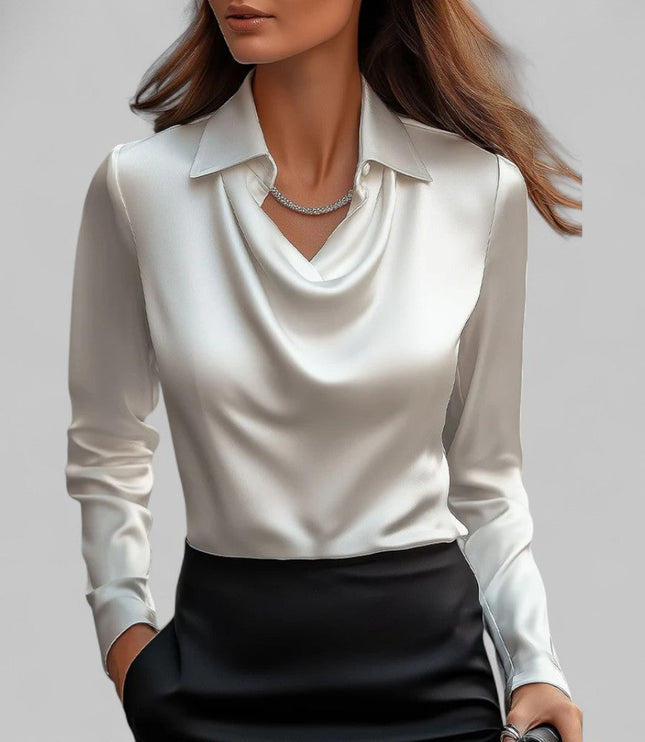 Women's Long Sleeve, Softly Draped Cowl Neck Dressy Blouse