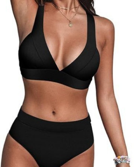 Women's Longline Bikini with V-Neck Wrap Top