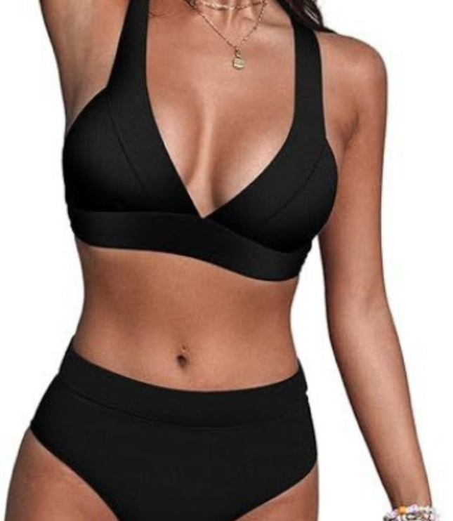 Women's Longline Bikini with V-Neck Wrap Top
