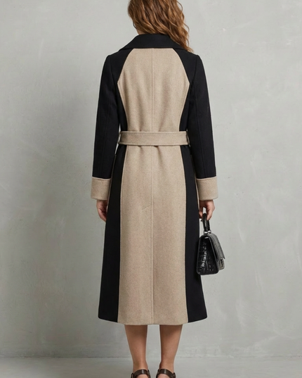Women's Longline Coat with Contrast Double Breasted Front