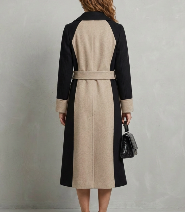 Women's Longline Coat with Contrast Double Breasted Front