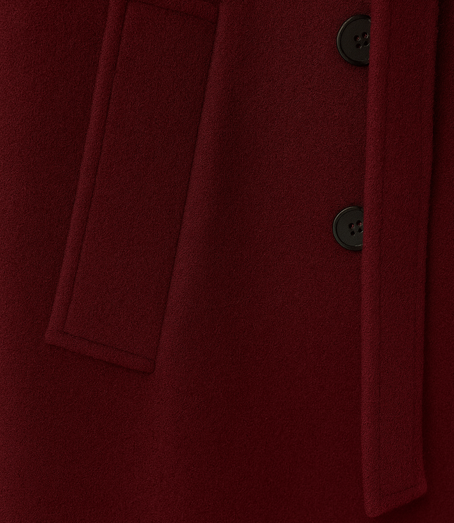 Women's Longline Trench Coat in Burgundy, Double Breasted