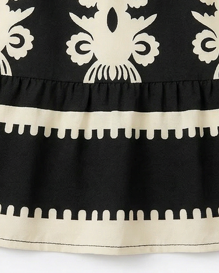 Women's Maxi Dress in Baroque Print with Smocked Waist and Cap Sleeve
