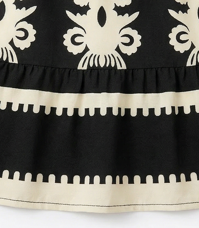 Women's Maxi Dress in Baroque Print with Smocked Waist and Cap Sleeve