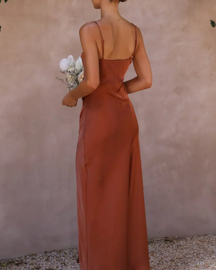 Women's Maxi Dress with Square Neck and High Side Slit