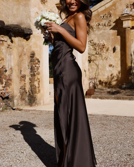 Women's Maxi Dress with Square Neck and High Side Slit
