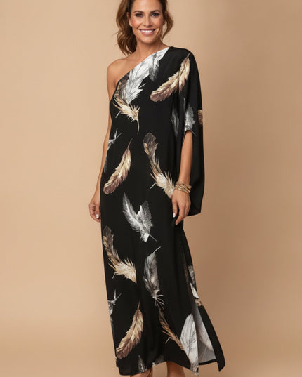 Women's Maxi Summer Dress in Floral with One Shoulder