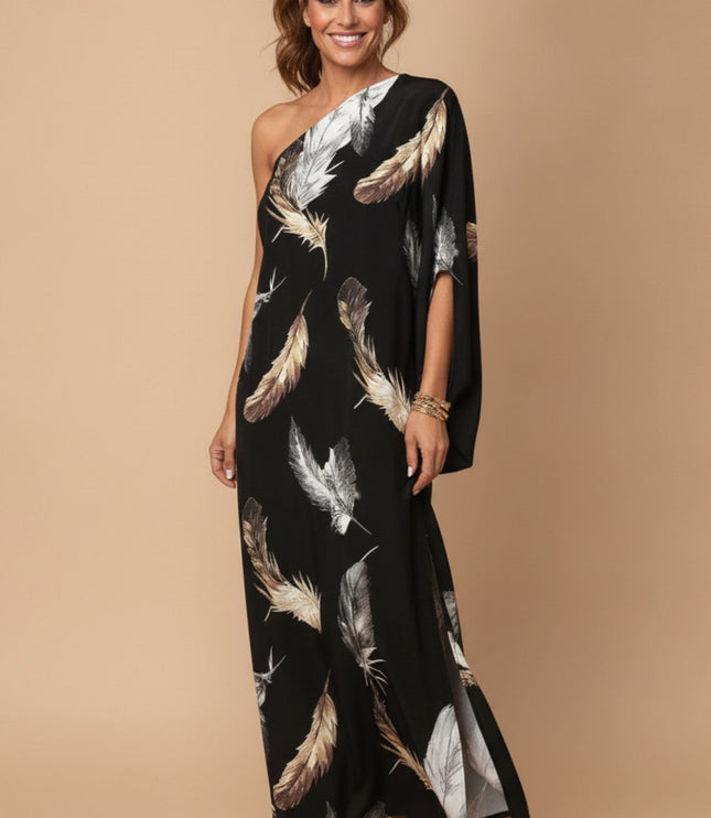 Women's Maxi Summer Dress in Floral with One Shoulder