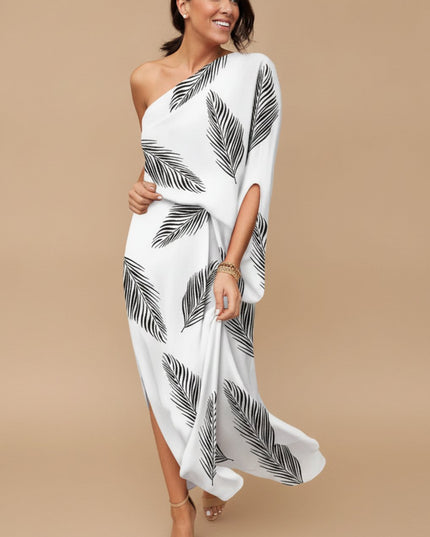 Women's Maxi Summer Dress in Floral with One Shoulder