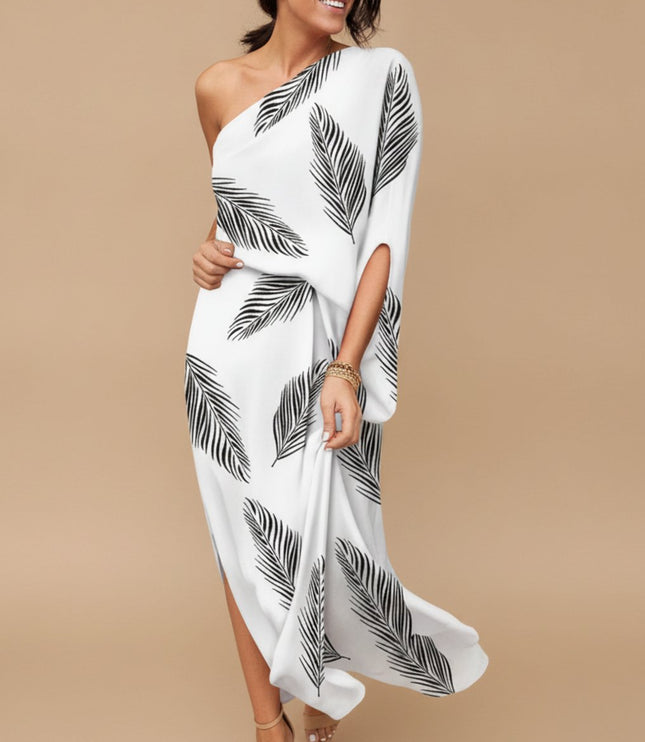 Women's Maxi Summer Dress in Floral with One Shoulder