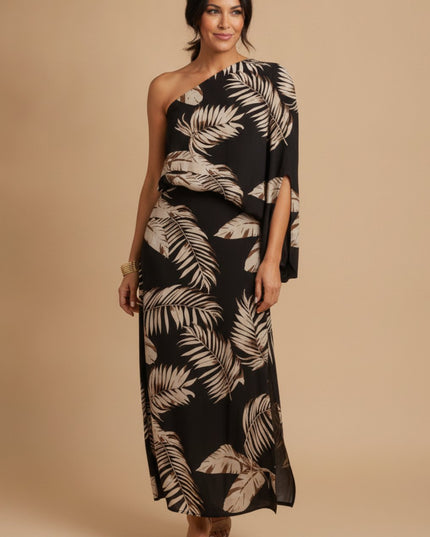 Women's Maxi Summer Dress in Floral with One Shoulder