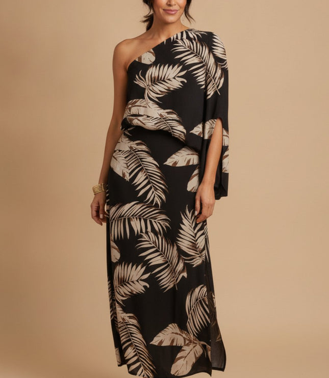 Women's Maxi Summer Dress in Floral with One Shoulder