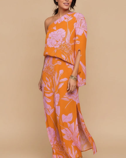 Women's Maxi Summer Dress in Floral with One Shoulder