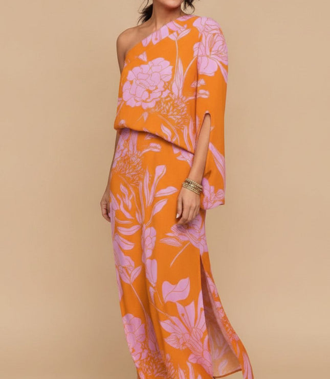 Women's Maxi Summer Dress in Floral with One Shoulder