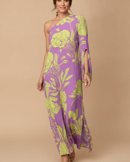 Women's Maxi Summer Dress in Floral with One Shoulder