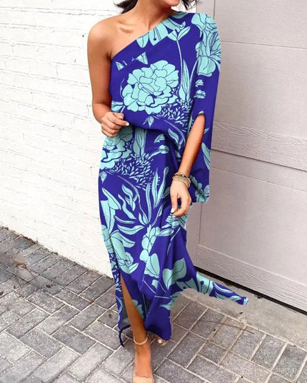 Women's Maxi Summer Dress in Floral with One Shoulder