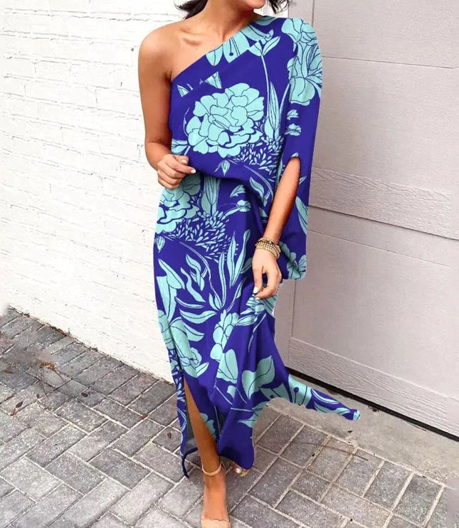 Women's Maxi Summer Dress in Floral with One Shoulder