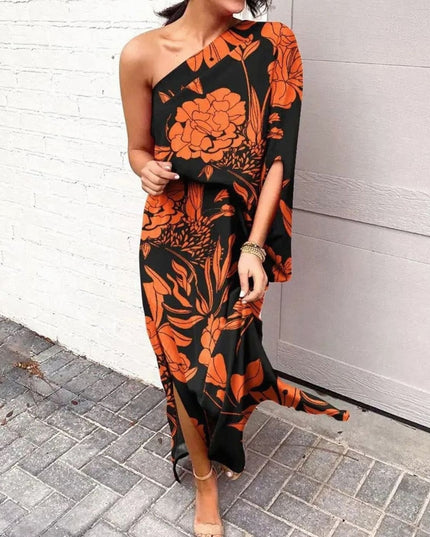 Women's Maxi Summer Dress in Floral with One Shoulder