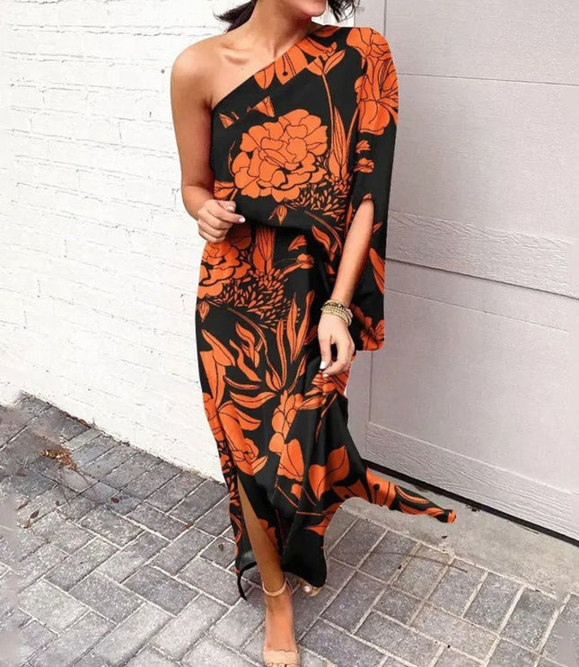 Women's Maxi Summer Dress in Floral with One Shoulder