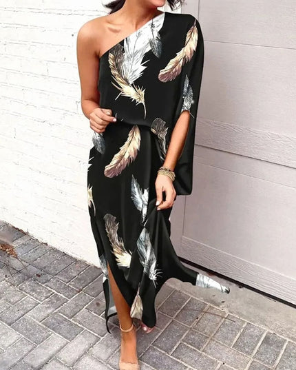 Women's Maxi Summer Dress in Floral with One Shoulder