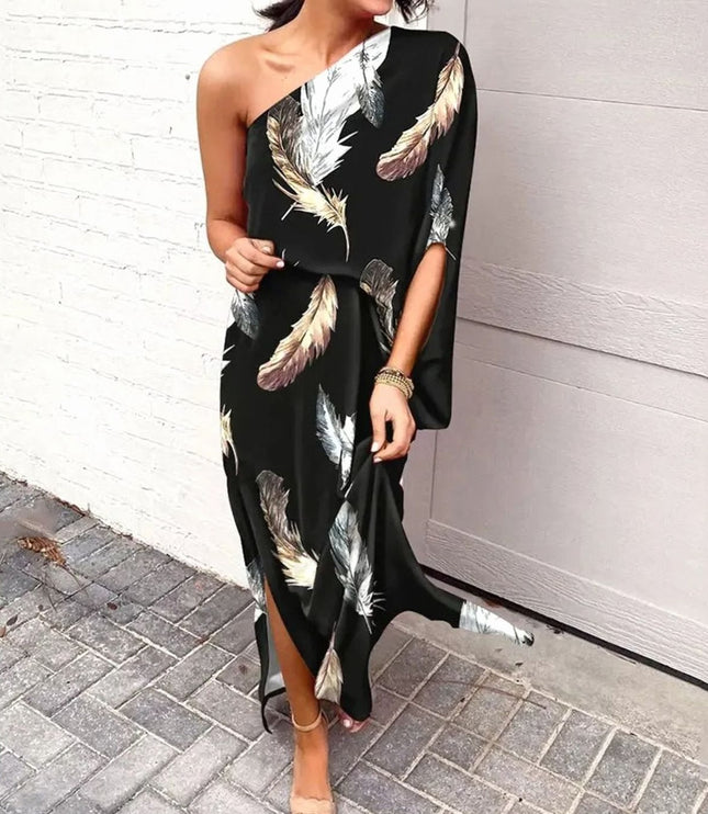 Women's Maxi Summer Dress in Floral with One Shoulder