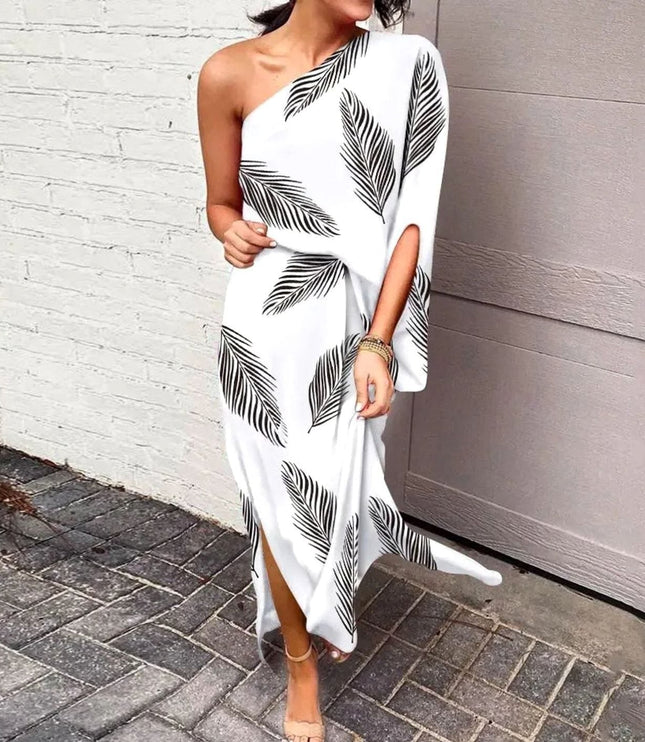 Women's Maxi Summer Dress in Floral with One Shoulder