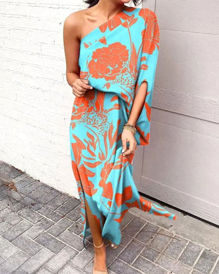 Women's Maxi Summer Dress in Floral with One Shoulder