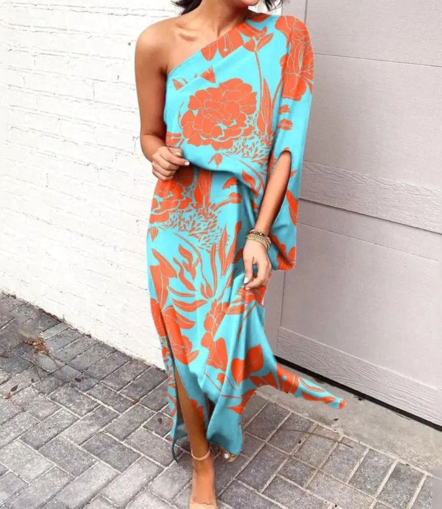 Women's Maxi Summer Dress in Floral with One Shoulder