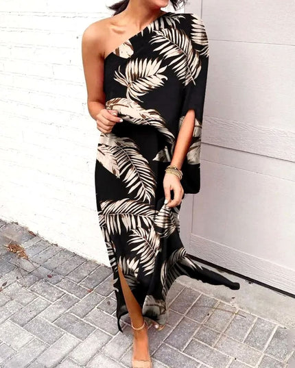 Women's Maxi Summer Dress in Floral with One Shoulder